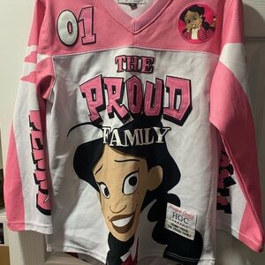 The Proud Family Women's Pink and White Jersey